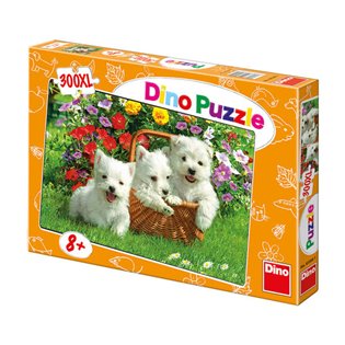 Puzzle Westíci v košíku 300 dílků - 