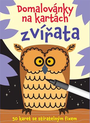 Domalovánky na kartách - Zvířata (Krabička + fix + 50 karet) - 