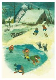 Pohlednice - Zimní hry - Jiří Trnka