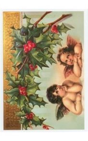 Pohlednice - Vánoce, dva andělé a cesmína - Jiří Trnka