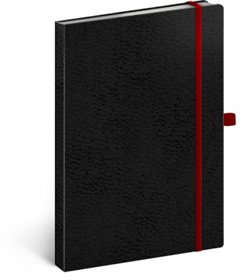 Levně Notes - Vivella Classic černý/červený, linkovaný, 15 x 21 cm