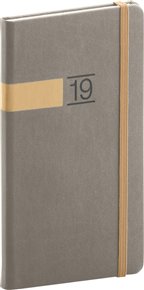 Kapesní diář Twill 2019, šedý: 9 x 15,5 cm