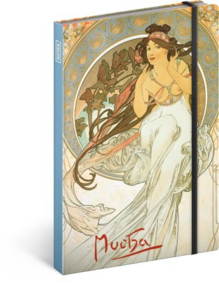 Notes Alfons Mucha – Hudba, linkovaný, 13 × 21 cm Presco Group