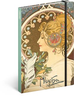 Levně Notes Alfons Mucha – Pero, nelinkovaný. 13 x 21 cm