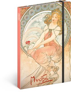 Levně Presco Group Notes Alfons Mucha Malířství, linkovaný, 13 × 21 cm