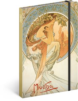 Levně Notes Alfons Mucha – Poezie, linkovaný. 13 x 21 cm