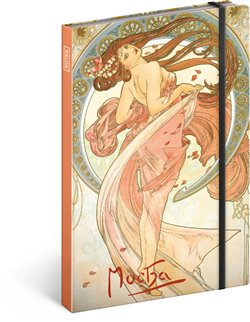 Levně Notes Alfons Mucha – Tanec, linkovaný. 13 x 21 cm
