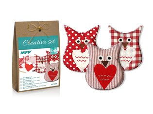Kreativní set - sova červená 3ks, papír. krabička - 