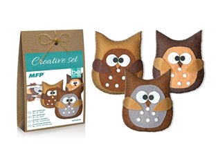 Kreativní set - sova hnědá 3ks, papír. krabička - 