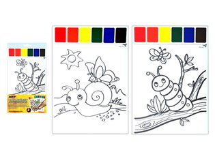 Omalovánky s vodovkami  šnek a housenka 2ks - 