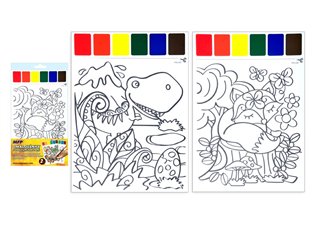 Omalovánky s vodovkami dinosaurus a liška 2ks - 