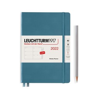 Týdenní plánovací diář Leuchtturm Medium (A5) 2022, Softcover, Stone Blue, English - 