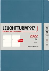 Weekly Planner Medium (A5) 2022, Softcover, Stone Blue, English