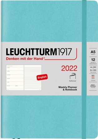 Týdenní diář a zápisník Leuchtturm Medium (A5) 2022, Softcover, Aquamarine, English - 