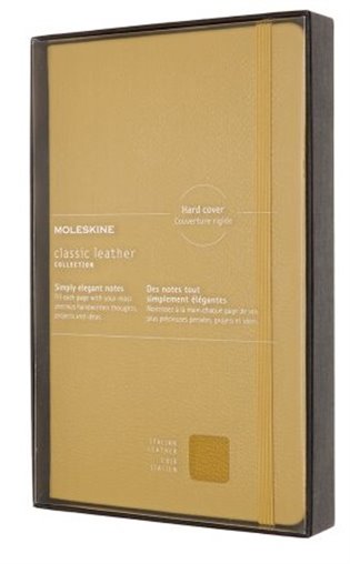 Zápisník Moleskine kožený tvrdý linkovaný žlutý L - 