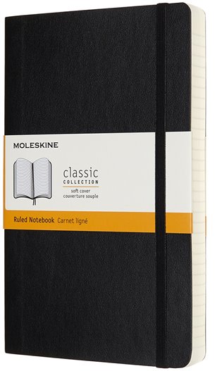 Zápisník Moleskine Expanded měkký linkovaný černý L - 