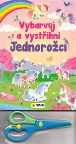 Vybarvuj a Vystřihni - Jednorožci - růžová