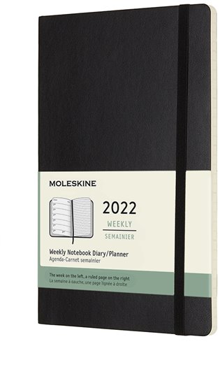 Plánovací zápisník Moleskine 2022, měkký, černý L - 