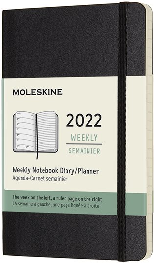 Plánovací zápisník Moleskine 2022, měkký, černý S - 