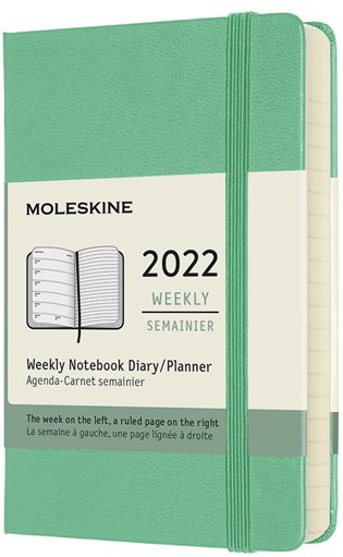 Plánovací zápisník Moleskine 2022 tvrdý zelený S - 