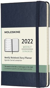 Plánovací zápisník Moleskine 2022 tvrdý modrý S
