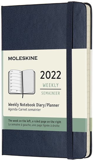 Plánovací zápisník Moleskine 2022 tvrdý modrý S - 