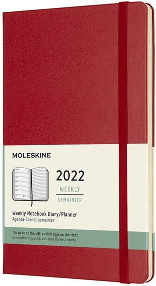 Plánovací zápisník Moleskine 2022 tvrdý červený L - 