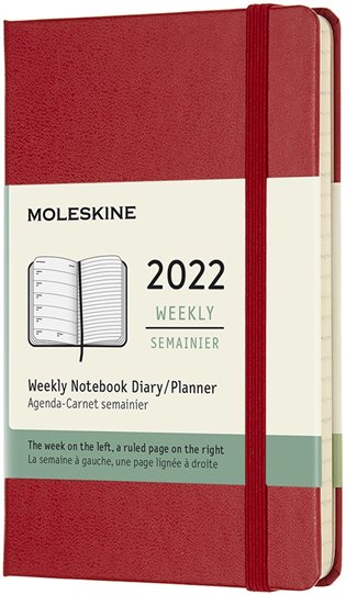 Plánovací zápisník Moleskine 2022 tvrdý červený S - 
