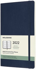 Horizontální týdenní diář Moleskine 2022 měkký modrý L