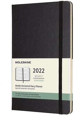 Horizontální týdenní diář Moleskine 2022 tvrdý černý L - 