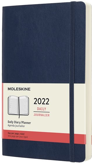Diář Moleskine 2022 denní měkký modrý L - 