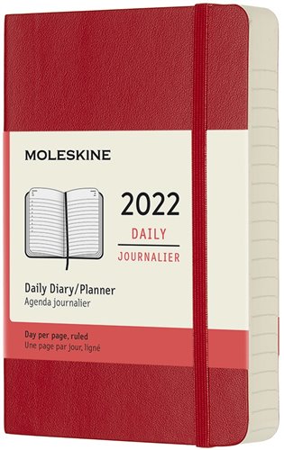 Diář Moleskine 2022, denní, měkký, červený S - 