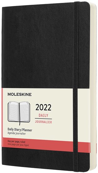 Diář Moleskine 2022 denní měkký černý L - 