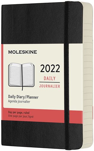 Diář Moleskine 2022 denní, měkký, černý S - 