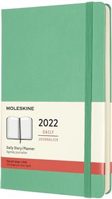 Diář Moleskine 2022 denní tvrdý zelený L