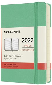 Diář Moleskine 2022 denní tvrdý zelený S
