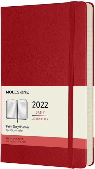 Diář 2022 Moleskine denní tvrdý červený L - 