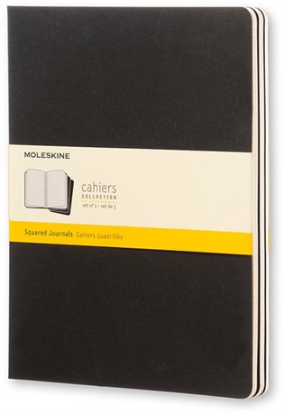 Moleskine sešity 3 ks čtverečkované - černé XL - 