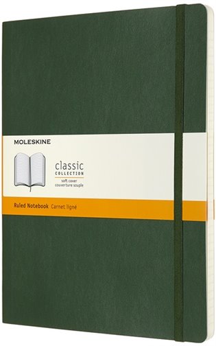Moleskine zápisník měkký, linkovaný - zelený XL - 