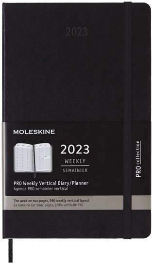 Vertikální diář Moleskine PRO 2023 tvrdý černý L - 