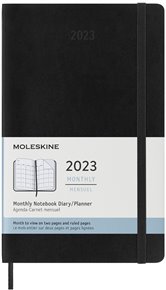 Měsíční diář Moleskine 2023 měkký černý L