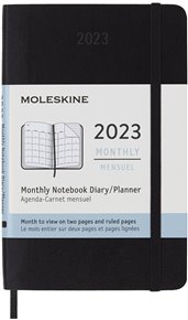 Měsíční diář Moleskine 2023 měkký černý S