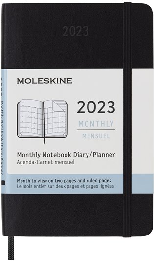 Měsíční diář Moleskine 2023 měkký černý S - 
