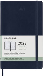 Horizontální týdenní diář Moleskine 2023 měkký modrý L