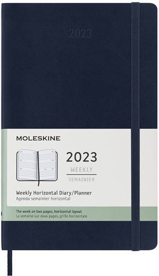 Horizontální týdenní diář Moleskine 2023 měkký modrý L - 