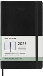 Horizontální týdenní diář Moleskine 2023 měkký černý L