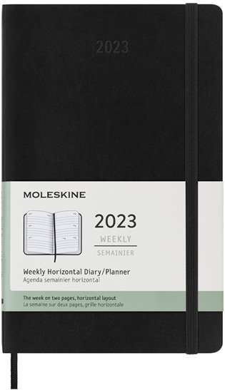 Horizontální týdenní diář Moleskine 2023 tvrdý černý L - 
