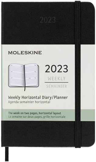 Horizontální týdenní diář Moleskine 2023 tvrdý černý S - 