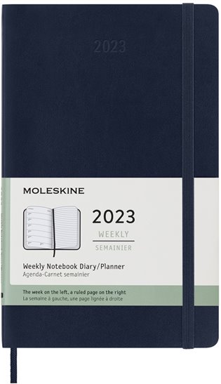 Plánovací zápisník Moleskine 2023 měkký modrý L - 