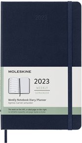 Plánovací zápisník Moleskine 2023 tvrdý modrý L